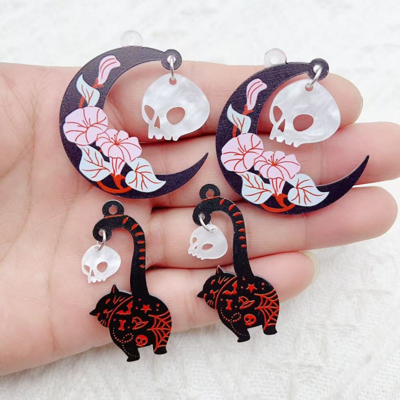 Jewelry & Watches Sp Zo O - 10pcs Halloween Acrylic Ghost Black Cat