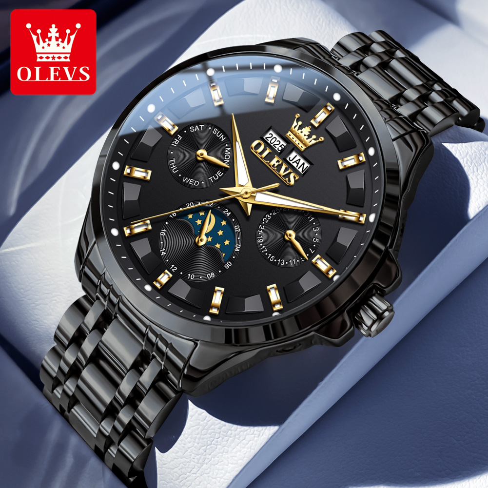 Mens Mechanical Watch - OLEVS 7070 Automatic Watch Men Moon