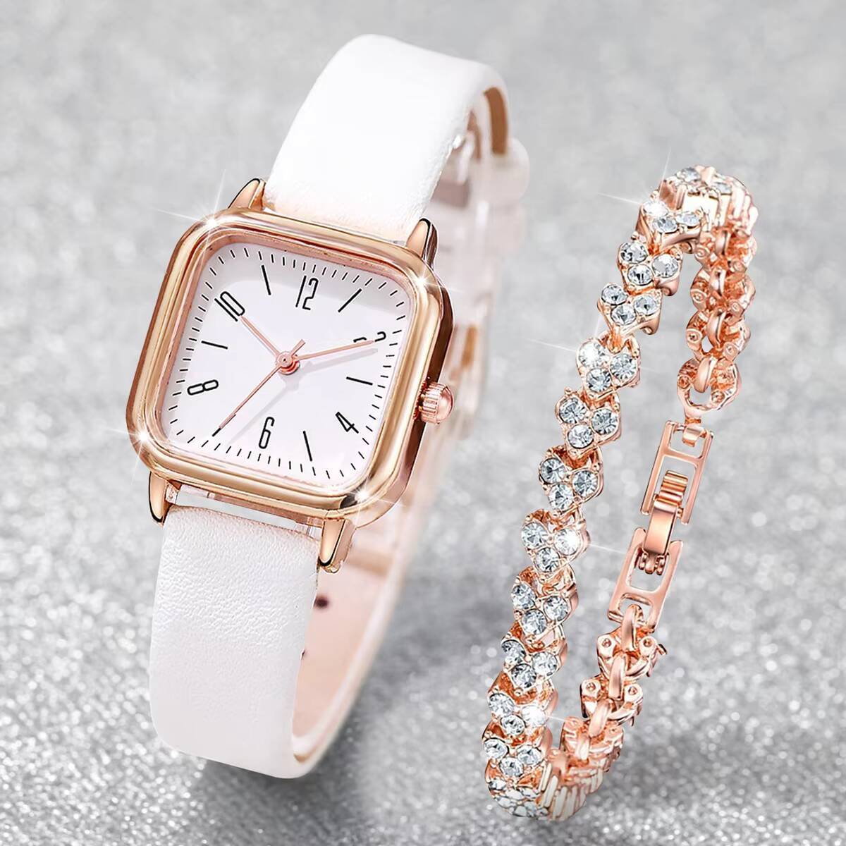 Jewelry Watches Women - 2PCS/Set Fashion Square Women Watches Leather