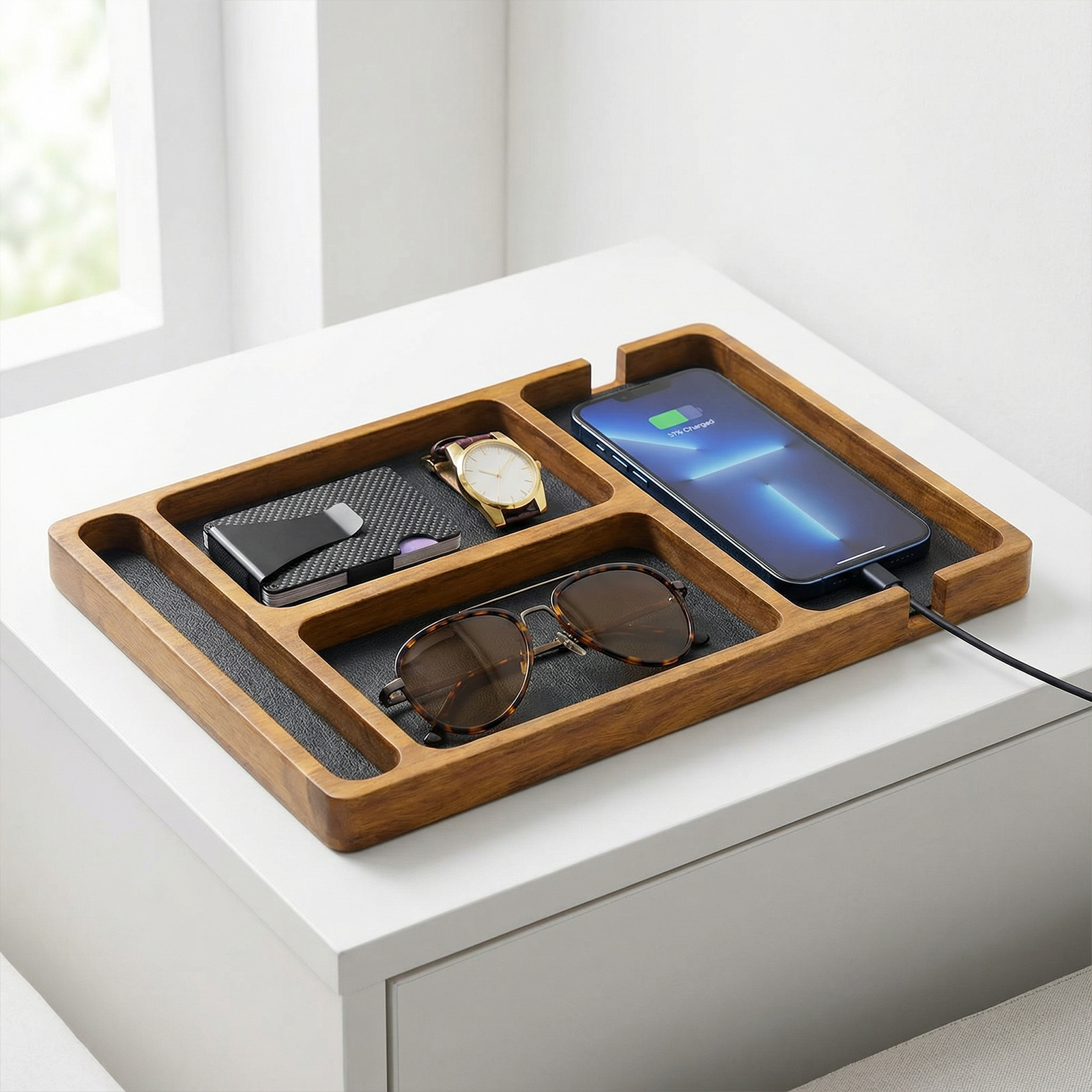 Jewelry Store Mens Watches - Wooden Valet Tray for Men and