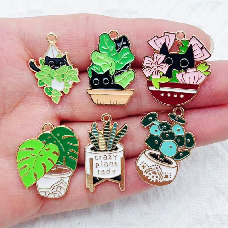 Jewelry & Watches Sp Zo O - 10pcs Cactus Plant Oil Drop Alloy