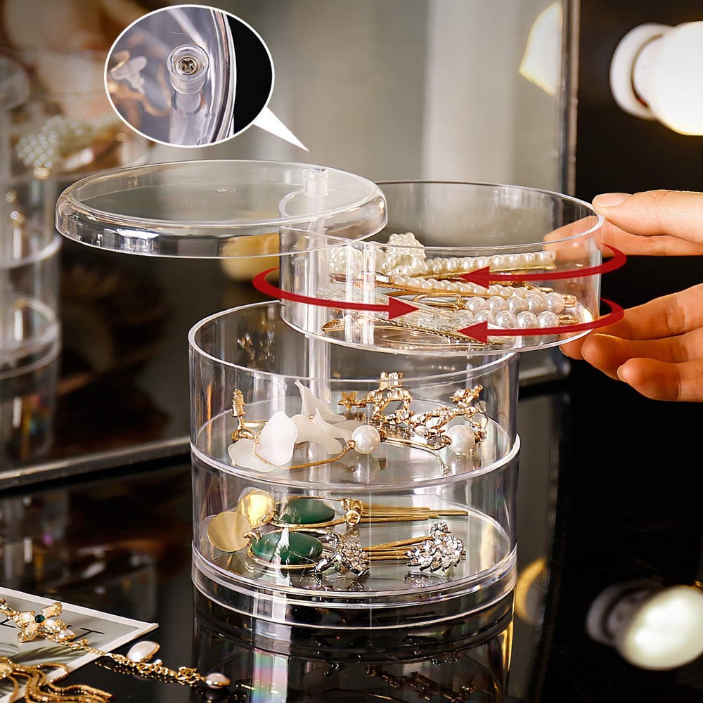 Jewelry & Watches Sp Zo O - 360 Rotating Jewelry Organizer Clear Plastic