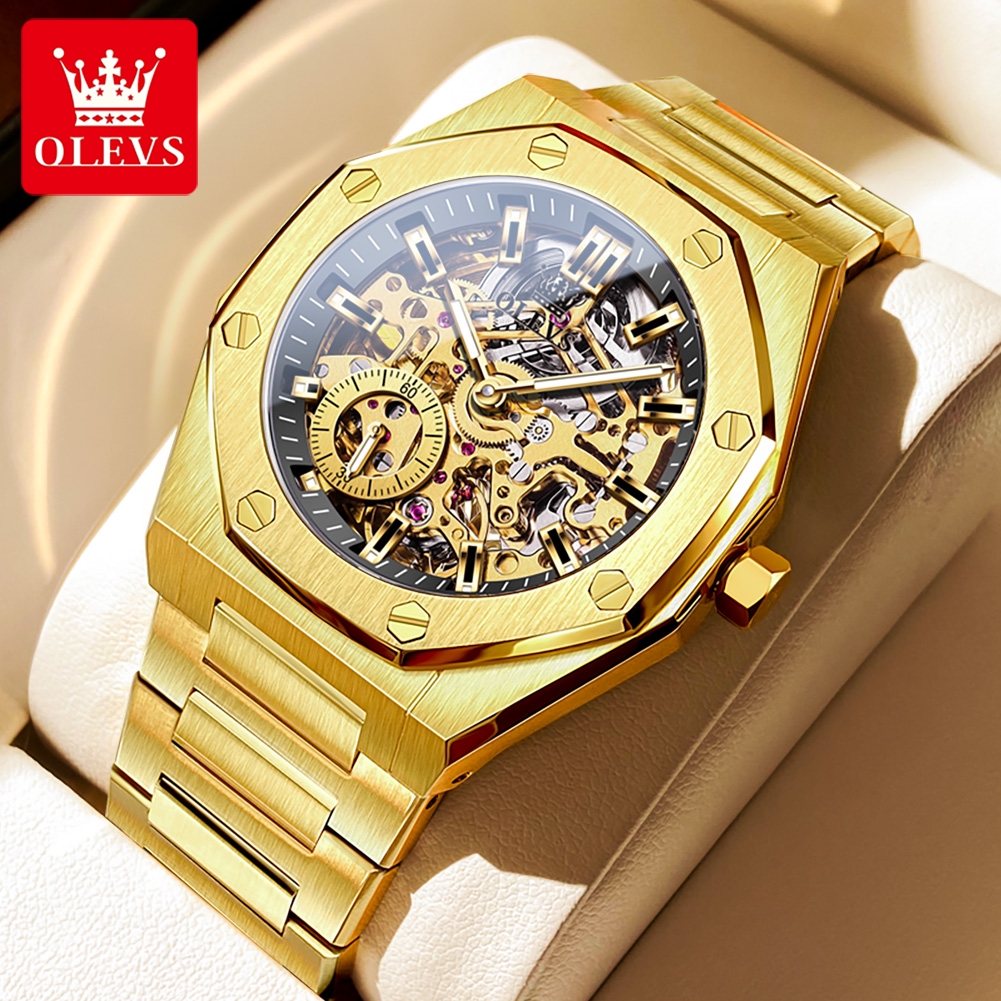 Mens Mechanical Watch - OLEVS 6669 Fully Hollow Men's Watch