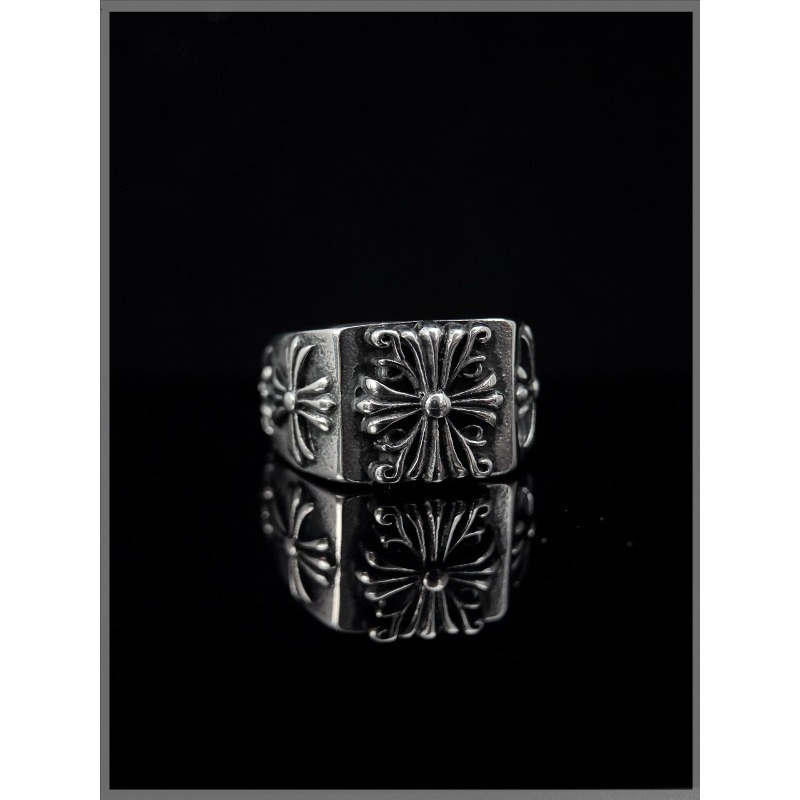 Titanium Steel Ring - Retro Cross Iris CH Titanium Steel