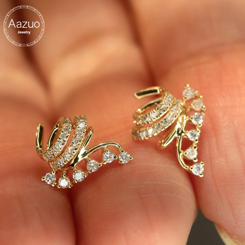 Aazuo 18K White & Yellow lGold – обзор и цена Diamond Stud Earrings