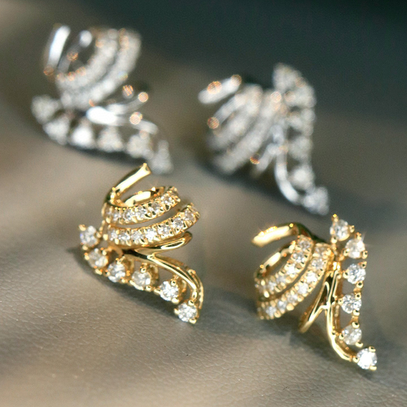 Aazuo 18K White & Yellow lGold – обзор и цена Diamond Stud Earrings