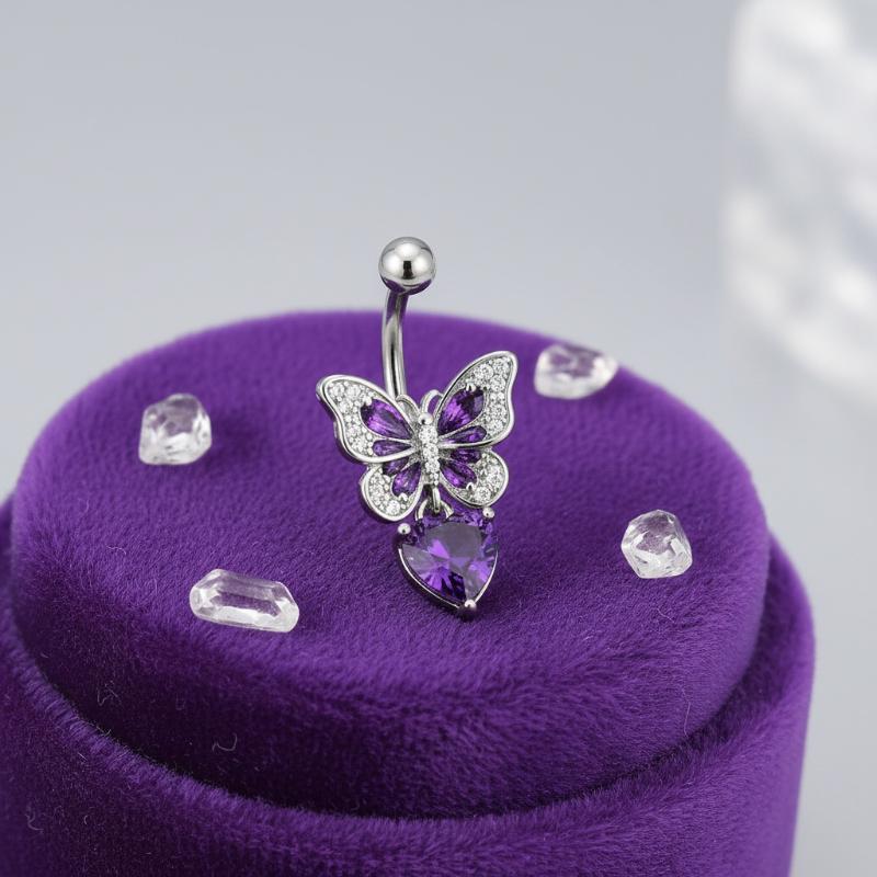 1Pcs Purple Zircon Dangle Bell – обзор и цена Titanium Steel Ring