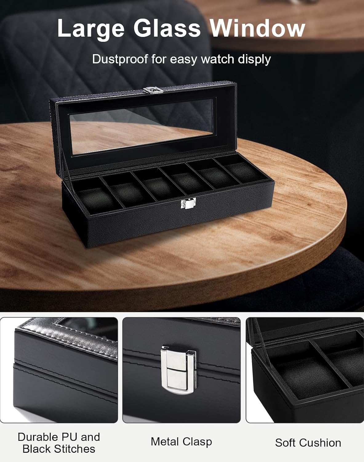 6 Slot Watch Box with Glass Li – обзор и цена Jewelry Watches Women
