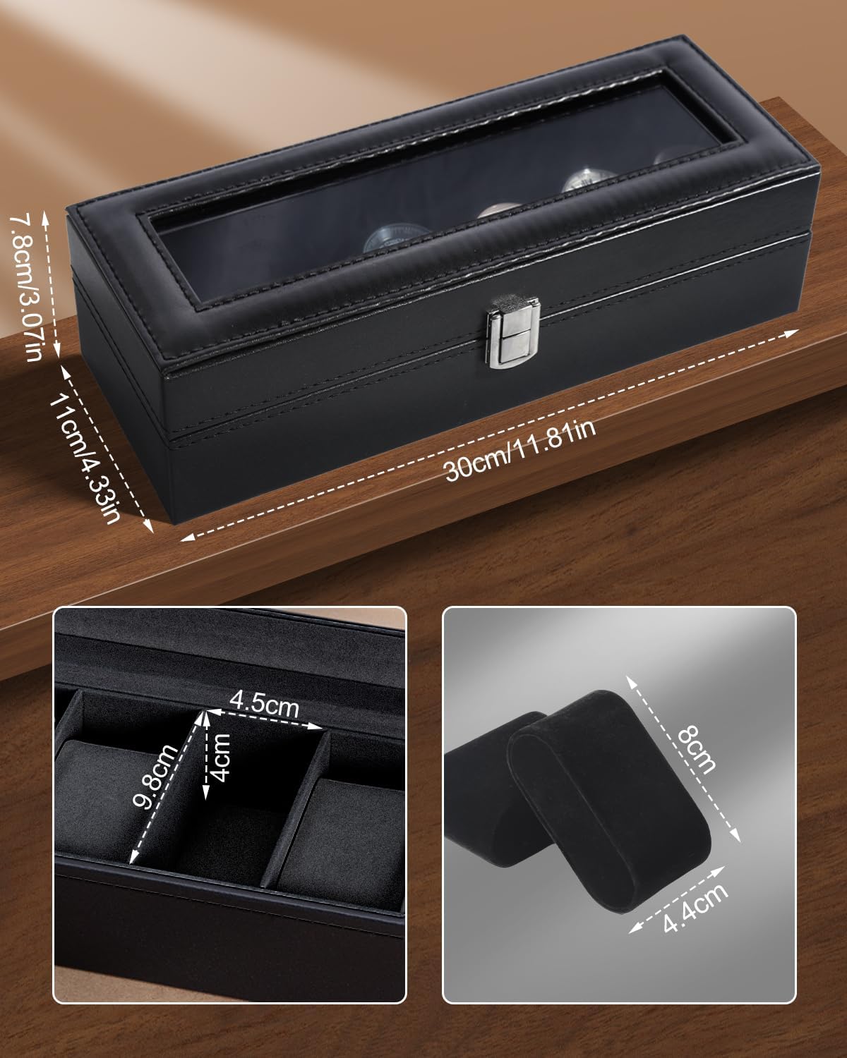 6 Slot Watch Box with Glass Li – обзор и цена Jewelry Watches Women