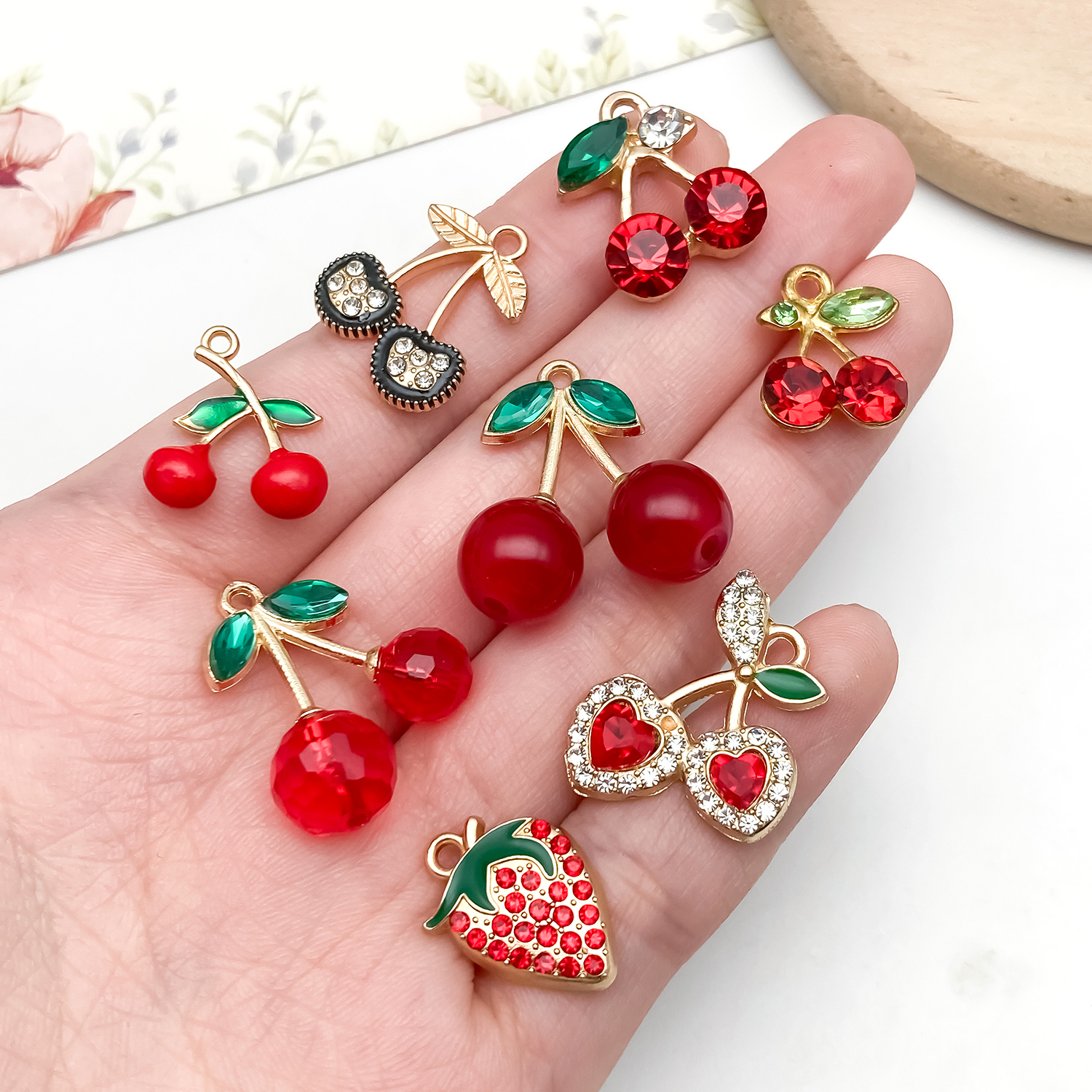 10/20//30pcs Sweet Cherry & St – обзор и цена Diamond Stud Earrings